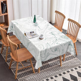 Lofaris White Green Ripples Decorative Rectangle Tablecloth